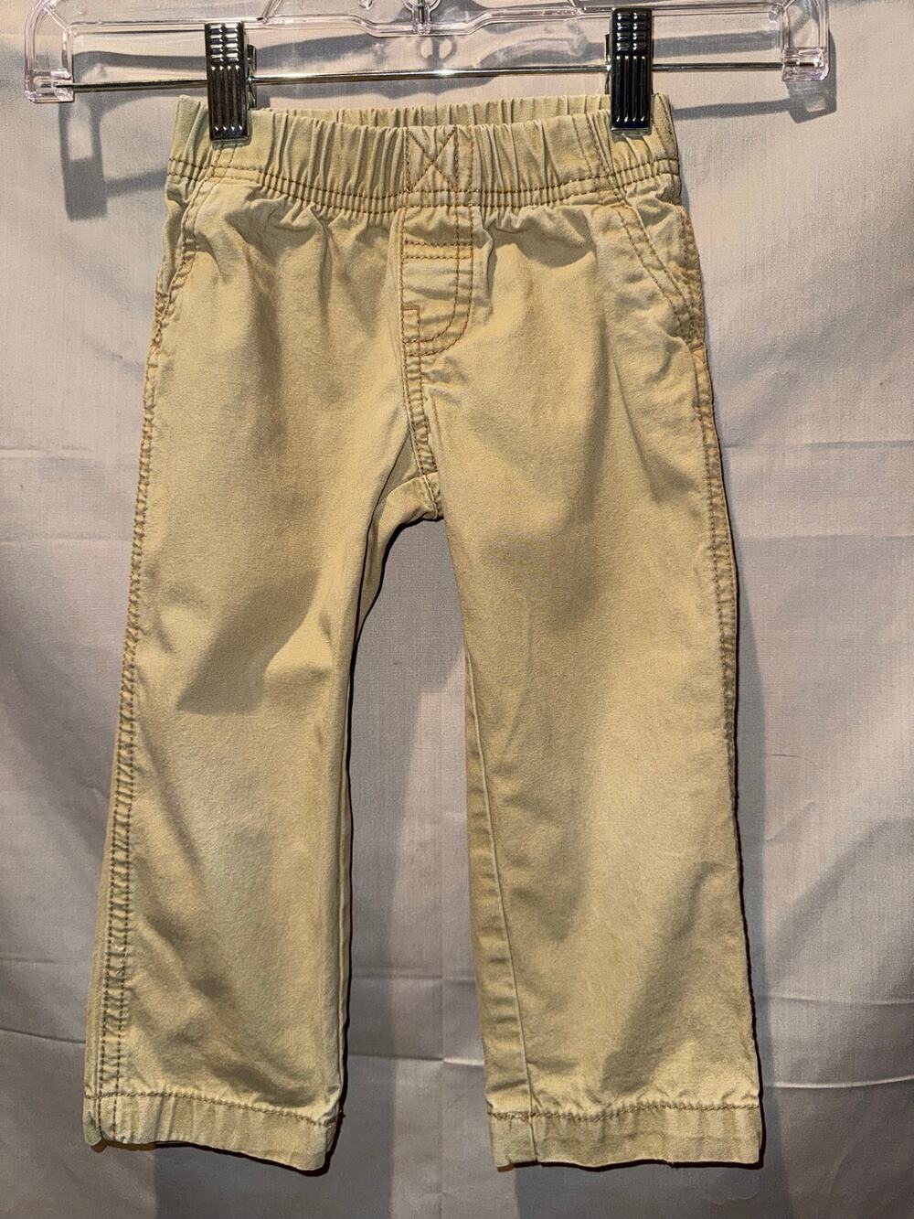 Carter’s Toddler Khaki Tan Pull-On Pants Elastic Waist Cotton Casual, Size 2T